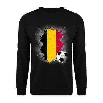 Belgien Belgique Belgie Belgium Brüssel Fußball - Unisex Pullover - Schwarz - Vorne - Alina (178cm) & Michal (187cm)