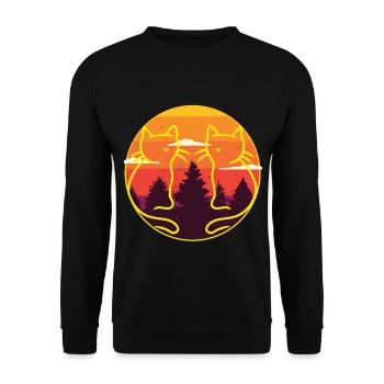 Retro Cats Vintage 80's Cat Nature Sun Summer - Unisex Sweatshirt - black - Front - Alina (178cm) & Michal (187cm)