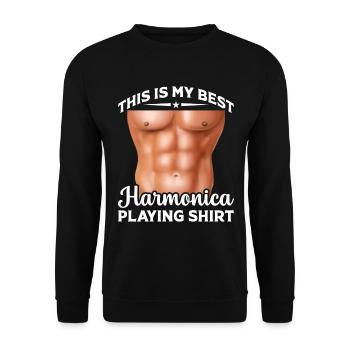 This Is My Best Harmonica Player Shirt Harmonica M - Unisex Pullover - Schwarz - Vorne - Alina (178cm) & Michal (187cm)