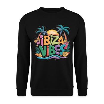 Ibiza Vibes Tropisches Paradies Sonnenuntergang - Unisex Pullover - Schwarz - Vorne - Alina (178cm) & Michal (187cm)