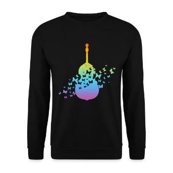 Double Bass Instrument With Butterflies - Unisex Pullover - Schwarz - Vorne - Alina (178cm) & Michal (187cm)