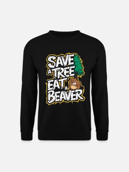 save a tree eat a beaver lustig - Unisex Sweatshirt - black