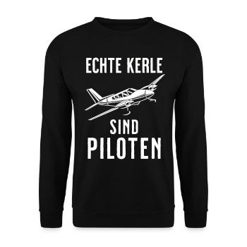 Airplane Tshirt Men's Helicopter Pilot Airplane - Unisex Sweatshirt - black - Front - Alina (178cm) & Michal (187cm)