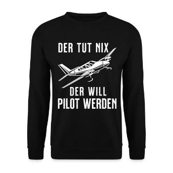 Airplane Tshirt Men's Helicopter Pilot Airplane - Unisex Sweatshirt - black - Front - Alina (178cm) & Michal (187cm)