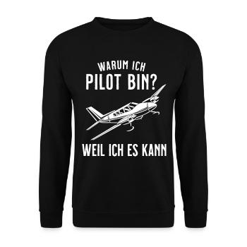 Airplane Tshirt Men's Helicopter Pilot Airplane - Unisex Sweatshirt - black - Front - Alina (178cm) & Michal (187cm)