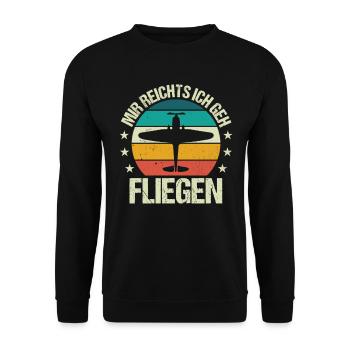 Airplane Tshirt Men's Helicopter Pilot Airplane - Unisex Sweatshirt - black - Front - Alina (178cm) & Michal (187cm)