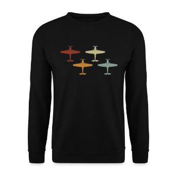 Flugzeug Tshirt Herren Helikopter Pilot Flieger - Unisex Pullover - Schwarz - Vorne - Alina (178cm) & Michal (187cm)