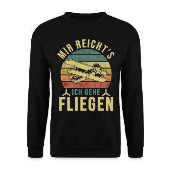 Airplane Tshirt Men's Helicopter Pilot Airplane - Unisex Sweatshirt - black - Front - Alina (178cm) & Michal (187cm)