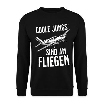 Airplane Tshirt Men's Helicopter Pilot Airplane - Unisex Sweatshirt - black - Front - Alina (178cm) & Michal (187cm)