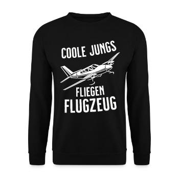 Airplane Tshirt Men's Helicopter Pilot Airplane - Unisex Sweatshirt - black - Front - Alina (178cm) & Michal (187cm)