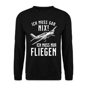 Airplane Tshirt Men's Helicopter Pilot Airplane - Unisex Sweatshirt - black - Front - Alina (178cm) & Michal (187cm)