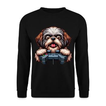 Dog gamers, Dog game freak shih tzu - Unisex Sweatshirt - black - Front - Alina (178cm) & Michal (187cm)