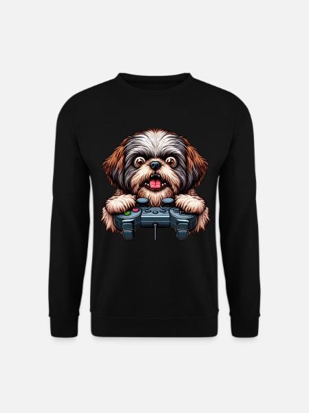 Dog gamers, Dog game freak shih tzu - Unisex Sweatshirt - black