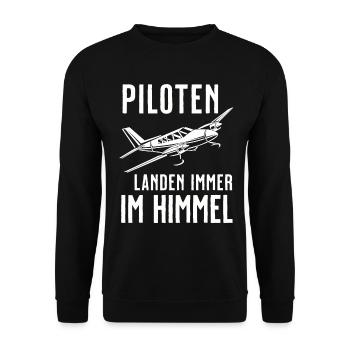 Airplane Tshirt Men's Helicopter Pilot Airplane - Unisex Sweatshirt - black - Front - Alina (178cm) & Michal (187cm)