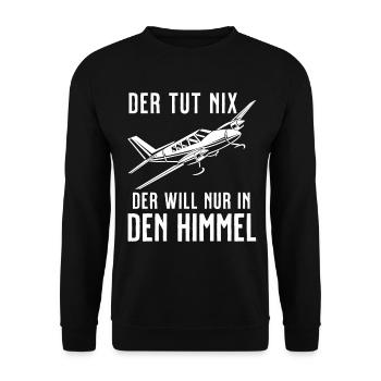 Airplane Tshirt Men's Helicopter Pilot Airplane - Unisex Sweatshirt - black - Front - Alina (178cm) & Michal (187cm)