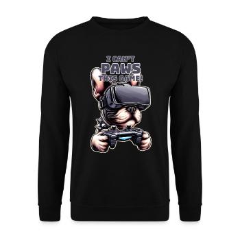 Hunde, Französische Bulldogge Videospiel VR-Brille - Unisex Pullover - Schwarz - Vorne - Alina (178cm) & Michal (187cm)