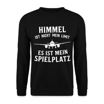 Airplane Tshirt Men's Helicopter Pilot Airplane - Unisex Sweatshirt - black - Front - Alina (178cm) & Michal (187cm)
