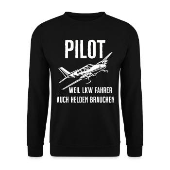 Airplane Tshirt Men's Helicopter Pilot Airplane - Unisex Sweatshirt - black - Front - Alina (178cm) & Michal (187cm)