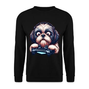 Dog gamers, Dog game freak shih tzu - Sweat-shirt Unisexe - noir - Devant - Alina (178cm) & Michal (187cm)