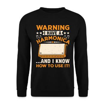 Harmonica Player Funny Harmonica Player - Unisex Pullover - Schwarz - Vorne - Alina (178cm) & Michal (187cm)
