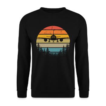 Airplane Tshirt Men's Helicopter Pilot Airplane - Unisex Sweatshirt - black - Front - Alina (178cm) & Michal (187cm)