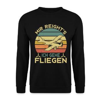 Airplane Tshirt Men's Helicopter Pilot Airplane - Unisex Sweatshirt - black - Front - Alina (178cm) & Michal (187cm)