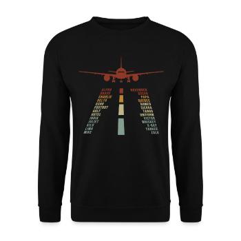 Airplane Tshirt Men's Helicopter Pilot Airplane - Unisex Sweatshirt - black - Front - Alina (178cm) & Michal (187cm)