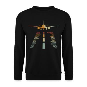 Airplane Tshirt Men's Helicopter Pilot Airplane - Unisex Sweatshirt - black - Front - Alina (178cm) & Michal (187cm)