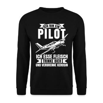 Airplane Tshirt Men's Helicopter Pilot Airplane - Unisex Sweatshirt - black - Front - Alina (178cm) & Michal (187cm)