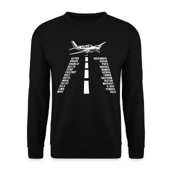 Airplane Tshirt Men's Helicopter Pilot Airplane - Unisex Sweatshirt - black - Front - Alina (178cm) & Michal (187cm)