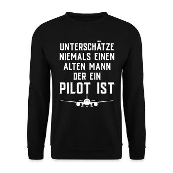 Airplane Tshirt Men's Helicopter Pilot Airplane - Unisex Sweatshirt - black - Front - Alina (178cm) & Michal (187cm)
