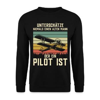 Airplane Tshirt Men's Helicopter Pilot Airplane - Unisex Sweatshirt - black - Front - Alina (178cm) & Michal (187cm)