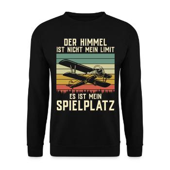 Airplane Tshirt Men's Helicopter Pilot Airplane - Unisex Sweatshirt - black - Front - Alina (178cm) & Michal (187cm)