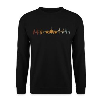 Airplane Tshirt Men's Helicopter Pilot Airplane - Unisex Sweatshirt - black - Front - Alina (178cm) & Michal (187cm)
