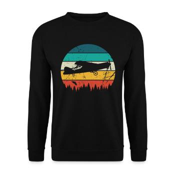 Airplane Tshirt Men's Helicopter Pilot Airplane - Unisex Sweatshirt - black - Front - Alina (178cm) & Michal (187cm)
