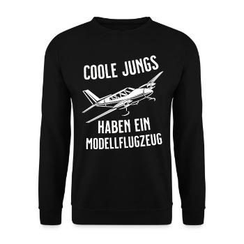 Airplane Tshirt Men's Helicopter Pilot Airplane - Unisex Sweatshirt - black - Front - Alina (178cm) & Michal (187cm)