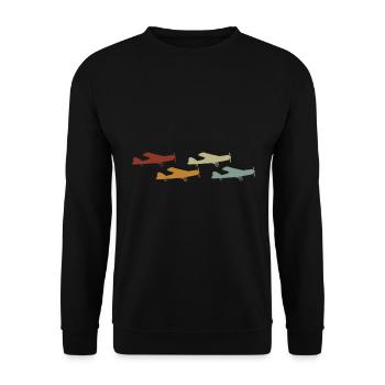 Flugzeug Tshirt Herren Helikopter Pilot Flieger - Unisex Pullover - Schwarz - Vorne - Alina (178cm) & Michal (187cm)