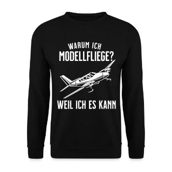 Airplane Tshirt Men's Helicopter Pilot Airplane - Unisex Sweatshirt - black - Front - Alina (178cm) & Michal (187cm)