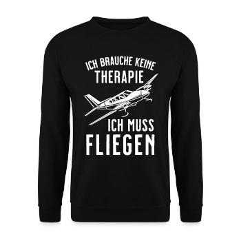 Airplane Tshirt Men's Helicopter Pilot Airplane - Unisex Sweatshirt - black - Front - Alina (178cm) & Michal (187cm)