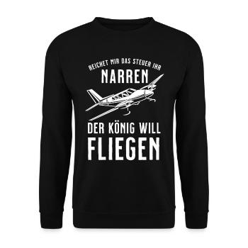 Airplane Tshirt Men's Helicopter Pilot Airplane - Unisex Sweatshirt - black - Front - Alina (178cm) & Michal (187cm)