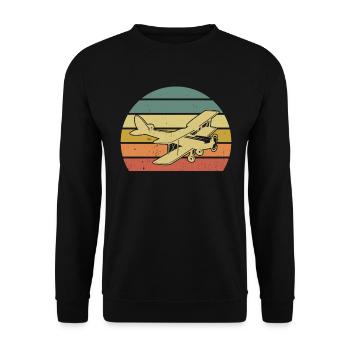 Airplane Tshirt Men's Helicopter Pilot Airplane - Unisex Sweatshirt - black - Front - Alina (178cm) & Michal (187cm)
