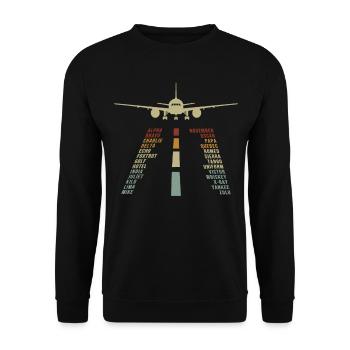 Airplane Tshirt Men's Helicopter Pilot Airplane - Unisex Sweatshirt - black - Front - Alina (178cm) & Michal (187cm)