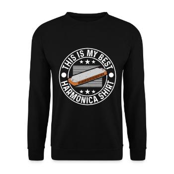 This Is My Best Harmonica Shirt Harmonica Mouth Or - Unisex Pullover - Schwarz - Vorne - Alina (178cm) & Michal (187cm)