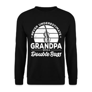 Never Underestimate Grandpa With A Double Bass Mus - Unisex Sweatshirt - black - Front - Alina (178cm) & Michal (187cm)