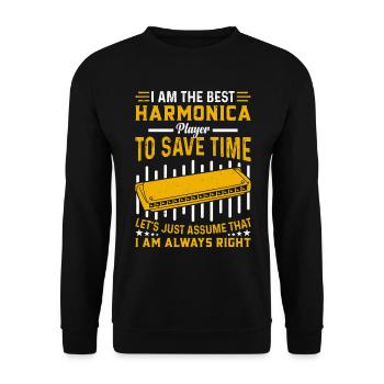 Funny Harmonica Player I Am The Best Harmonica Pla - Unisex Pullover - Schwarz - Vorne - Alina (178cm) & Michal (187cm)