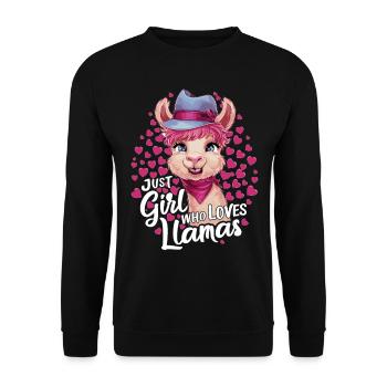 just a girl who loves Lama Liebe - Unisex Sweatshirt - black - Front - Alina (178cm) & Michal (187cm)