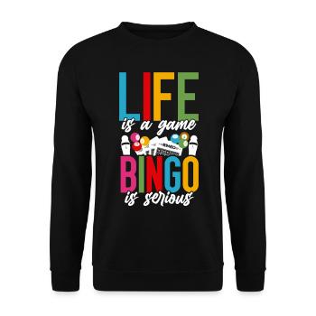 La vie d’un joueur de bingo est un jeu de bingo - Sweat-shirt Unisexe - noir - Devant - Alina (178cm) & Michal (187cm)