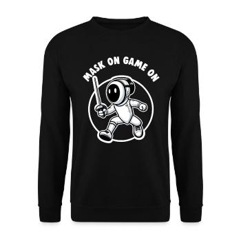 Fencer Sport Design Mask On Game On Combat Fencing - Unisex Sweatshirt - black - Front - Alina (178cm) & Michal (187cm)