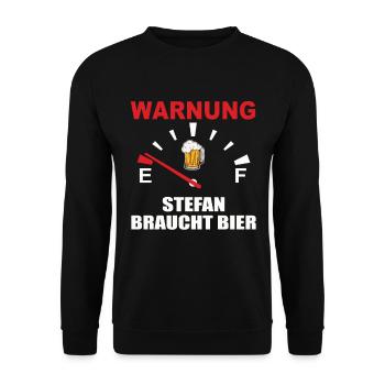Attention – Stefan a besoin de bière ! - Sweat-shirt Unisexe - noir - Devant - Alina (178cm) & Michal (187cm)