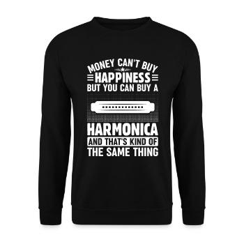 Money Can't Buy Happiness But You Can Buy A Harmon - Unisex Pullover - Schwarz - Vorne - Alina (178cm) & Michal (187cm)